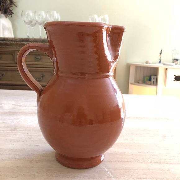 NWOT Contemporary Studio Pottery Glazed Terra Cotta Sangria Pitcher - Picture 2 of 9